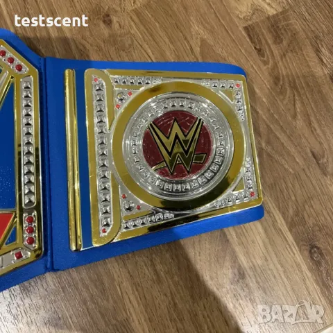Шампионски пояс WWE Championship световната титла в кеча Mattel детски belt колан Universal Blue, снимка 3 - Фигурки - 49645269