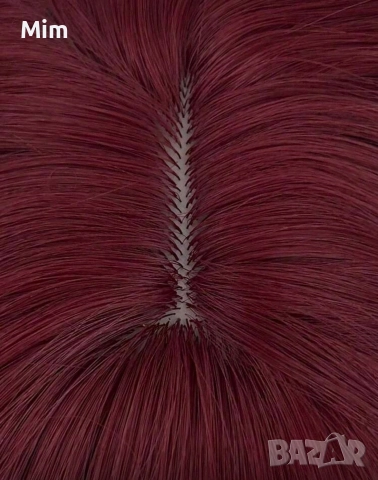 60 см Перука в червено бордо с бретон , снимка 3 - Аксесоари за коса - 52589287