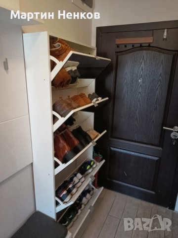 Бял Шкаф за Обувки с 5 отделения и Огледала, снимка 3 - Шкафове - 52926142