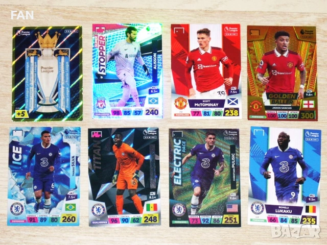78 бр. футболни карти Панини от Висшата английска лига 2023 PANINI PREMIER LEAGUE ADRENALYN XL, снимка 2 - Футбол - 53401643
