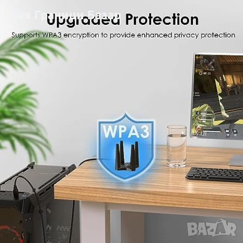 Нов WiFi 6 адаптер за PC – MU-MIMO, Beamforming, Soft AP режим донгъл с 4 антени , снимка 8 - Друга електроника - 50466860