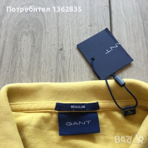 НОВА оригинална жълта памучна поло тениска с яка GANT размер L от САЩ, снимка 3 - Тениски - 52131176
