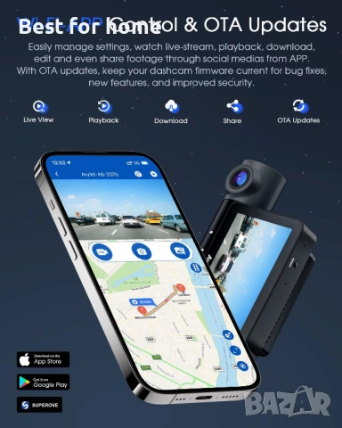 5K 3-канална видеорегистратор, снимка 5 - Камери - 54216882