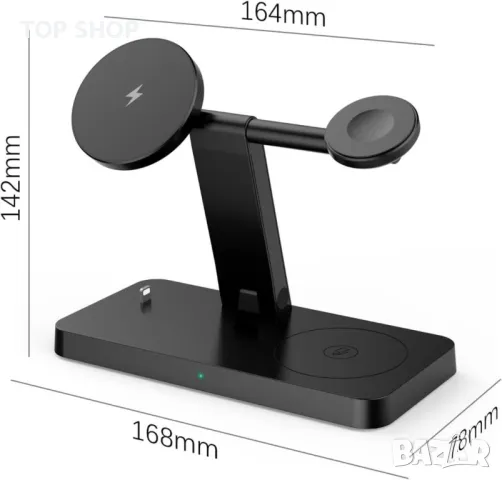Магнитно безжично зарядно устройство, 4 в 1 безжична зарядна станция Magsafe, снимка 3 - Аксесоари за Apple - 49437186