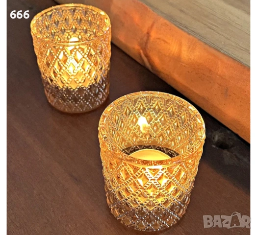 Комплект 12 броя стъклени свещници , снимка 7 - Други стоки за дома - 54130079