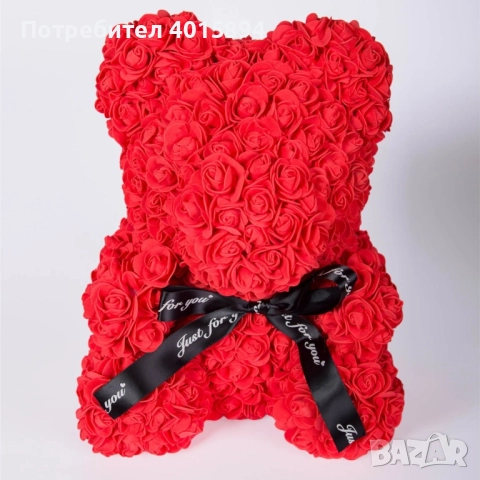 Червено мече от рози. Перфектният подарък за свети Валентин. Височина: 25см, снимка 3 - Изкуствени цветя - 51722775