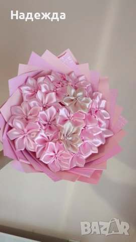 Сатенени цветя , снимка 4 - Изкуствени цветя - 53669449