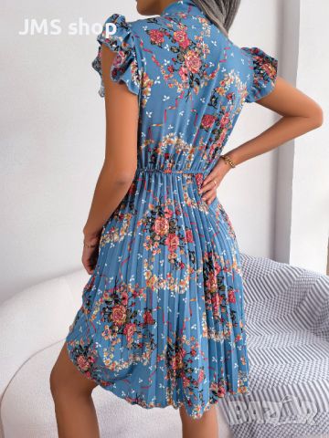 Ваканционна дамска елегантна рокля с кръгло деколте, без ръкави, 3цвята , снимка 6 - Рокли - 45368708