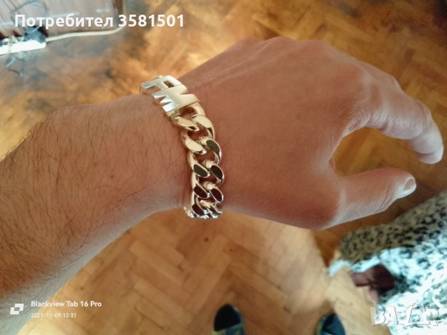 Сребърна Дизайнерска Гривна-110грама.🇧🇬, снимка 3 - Гривни - 52353673