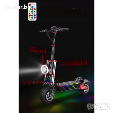 Електрическа тротинетка TELSTAR 11+ S-5 Pro 67.2V 38Ah с два двигателя 2x3000W 92 км/ч, снимка 13 - Мотоциклети и мототехника - 52429523