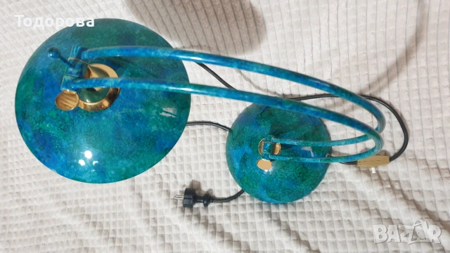 Настолна нощна лампа с тюркоазено - зелен цвят, снимка 4 - Антикварни и старинни предмети - 53209819