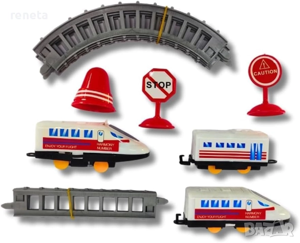 Влак с вагони и релси, Тип стрела, Пластмасов, снимка 2 - Влакчета, самолети, хеликоптери - 52414072