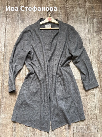 Нова маркова сива жилетка без закопчаване на дупки Denim Hunter овърсайз oversize модел, снимка 8 - Жилетки - 54156540