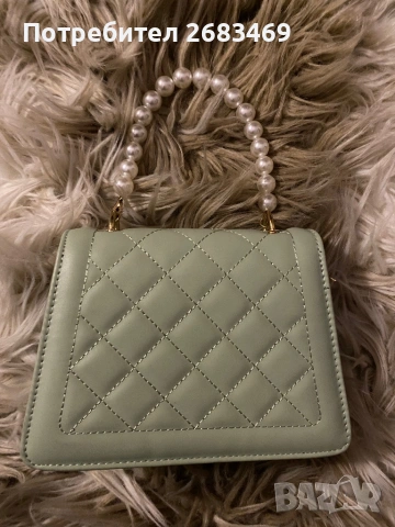 Малка зелена чанта с перли, снимка 3 - Чанти - 53090976