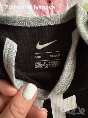 Боди и шапка NIKE, снимка 2 - Бодита за бебе - 52562259