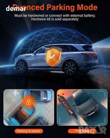 4K видеорегистратор за автомобили отпред и отзад, WiFi, GPS, 64GB SD, снимка 5 - Аксесоари и консумативи - 52533748