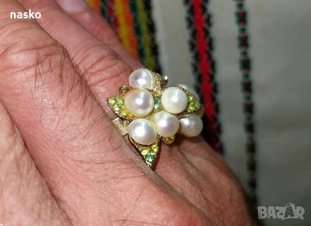 Дамски пръстен с перли, снимка 16 - Антикварни и старинни предмети - 46446968