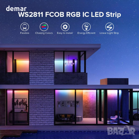 BTF-LIGHTING RGB Гъвкава LED лента 2M 180LEDs/m 14W неводоустойчива /не вкл. контролер и захранване/, снимка 5 - Лед осветление - 44989063