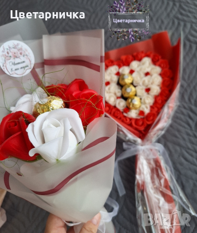 Бюджетни букети от ароматни сапунени рози и бонбон , снимка 8 - Подаръци за жени - 44954618