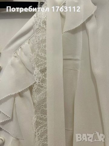 Бяла копринена луксозна блуза The Kooples, размер S-M, снимка 8 - Ризи - 46431475