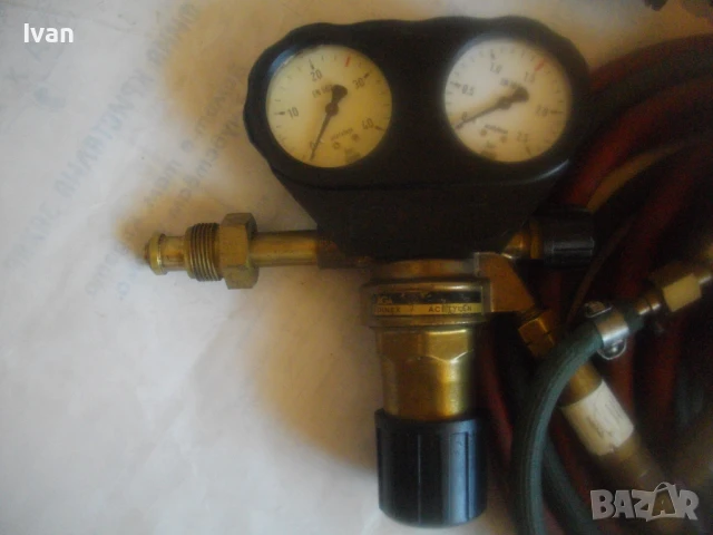 MESSER GRIESHEIM ОКСИЖЕН 44см РЕЗАК МАРКУЧИ 2Х7,4м РЕДУЦИР ВЕНТИЛИ АЦЕТИЛЕН-КИСЛОРОД ИСКРОГАСИТЕЛИ, снимка 10 - Други инструменти - 51109051