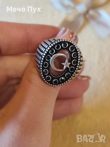 Сребърен пръстен 22мм  (302), снимка 6 - Пръстени - 52794459