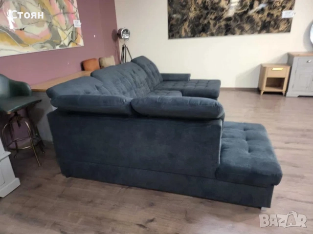 ПРОМОЦИЯ!!!Тъмно сив П - образен ъглов диван Nixon с функция сън, снимка 5 - Дивани и мека мебел - 52829930