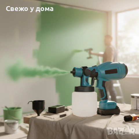 Акумулаторен и безжичен пистолет за боядисване с 2 батерии 21V, снимка 5 - Други инструменти - 53535919