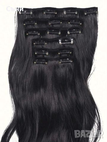 Тъмно кестенява коса на клипси , снимка 3 - Аксесоари за коса - 46238437