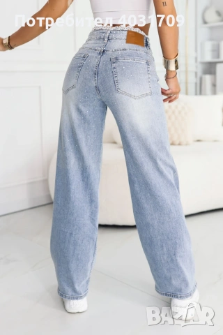 Дънки с дантела и камъчета , снимка 3 - Дънки - 53848388