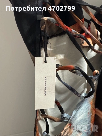 Karen Millen Petite Lily printed tie up maxi dress Size XS, снимка 8 - Рокли - 53028745