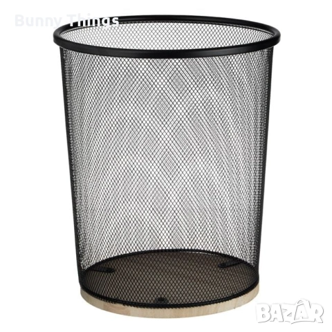 Метален кош за отпадъци с дървена основа, Ø23.5x26см - 8.5 литра