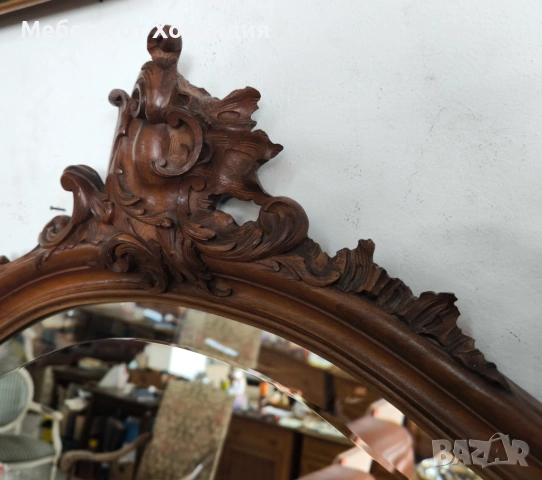 Голямо кристално огледало с дърворезба, снимка 5 - Огледала - 53099838