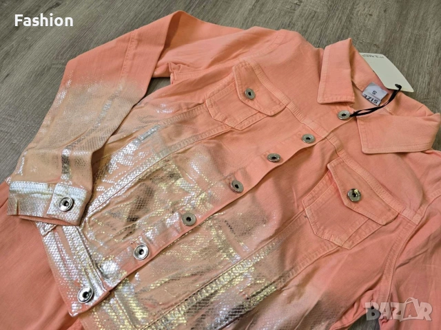 Нов уникален дънков комплект в розов цвят със сребърен акцент, снимка 4 - Дънки - 53641806