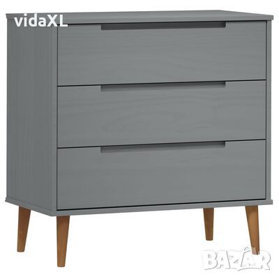 vidaXL Шкаф с чекмеджета MOLDE, сиво, 80x40x80 см, борово дърво масив(SKU:350506