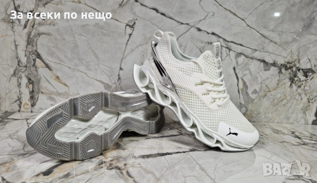 Puma Мъжки Бели Маратонки👟Мъжки Спортни Обувки Пума - Със Сребрист Или Златист Акцент Код P1154, снимка 7 - Маратонки - 51704834