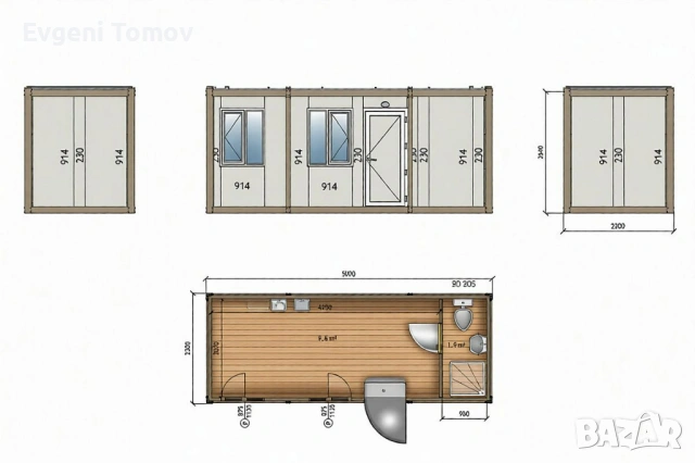Контейнер със санитарен възел, снимка 5 - Други стоки за дома - 53781558