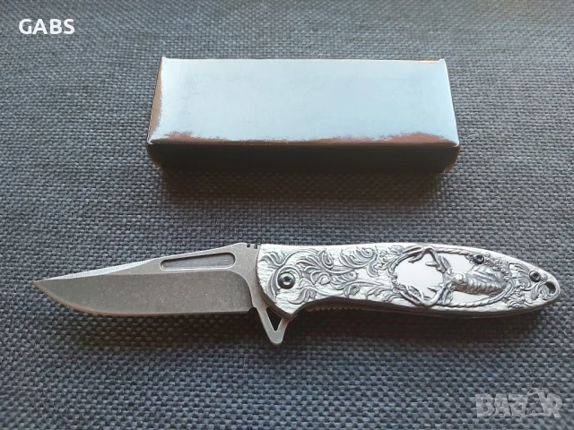 Джобен сгъваем нож с гравирана дръжка елен,2952, снимка 5 - Ножове - 50673001
