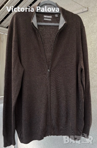 🟤 Galeria  коприна и кашмир, жилетка с цип, фин трикотаж XL, снимка 15 - Блузи - 54082727