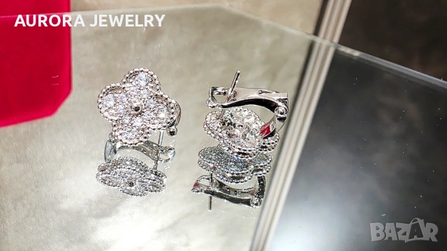 Van Cleef & Arpels VCA Silver Diamond Vintage Alhambra Clips Дамски Обеци, снимка 7 - Обеци - 53890886