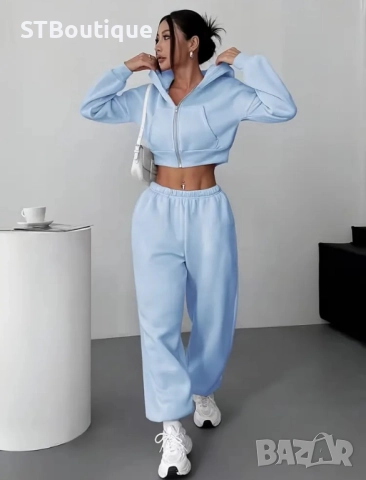 🩷🤍🩵🩶Дамски ежедневен комплект – Суичър с паднали рамене + Джогър панталон🩷🤍🩵🩶, снимка 11 - Спортни екипи - 52424377