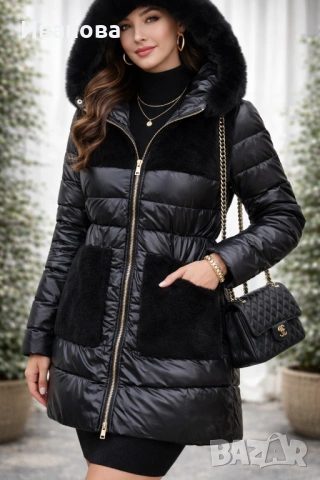 Чисто ново зимно черно яке с качулка.