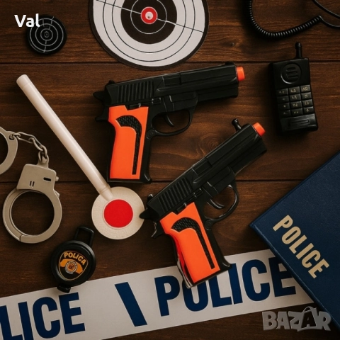 Детски полицейски комплект с 2 играчки и аксесоари-пълен арсенал за малки герои, снимка 3 - Други - 52405812