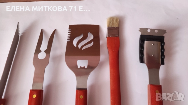 Комплект големи масивни прибори за барбекю в дървен куфар, снимка 4 - Барбекюта - 52280967