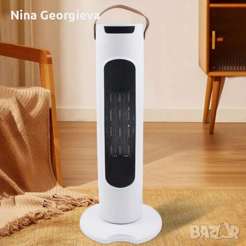 Вентилаторна печка 2-в-1 с керамичен нагревател, осцилация 60°, дистанционно и LED дисплей , снимка 2 - Отоплителни печки - 53851230