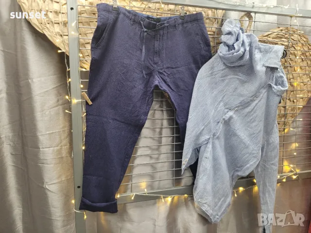 ZARA  тъмносин  ЛЕНЕН панталон- XL , снимка 1