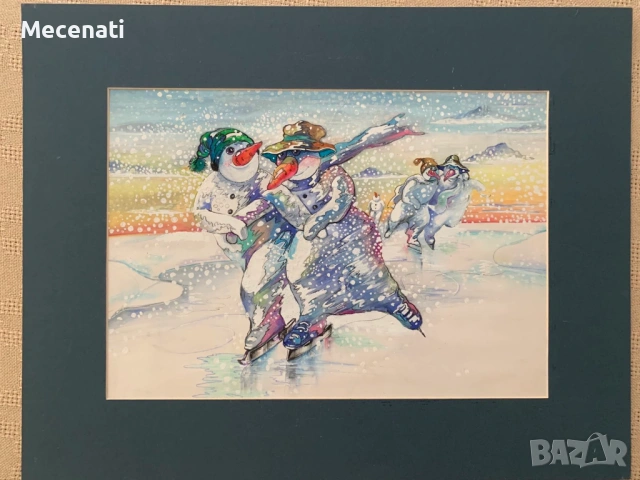 НИКОЛАЙ ТОДОРОВ акварел "зима", снимка 2 - Картини - 53133475