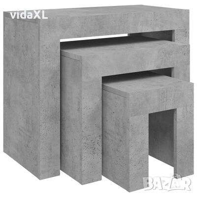 vidaXL Стифиращи масички за кафе, 3 бр, бетонно сиви, ПДЧ(SKU:808544, снимка 1 - Маси - 45913451