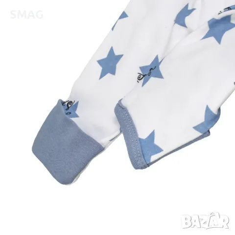 Бебешки ромпър боди памучно бяло със сини звездички Звездичка S_1245183, снимка 4 - Бебешки гащеризони - 49897210