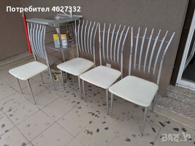 Комплект 4 кухненски стола и Шкаф за обувки с 2 падащи врати – бели